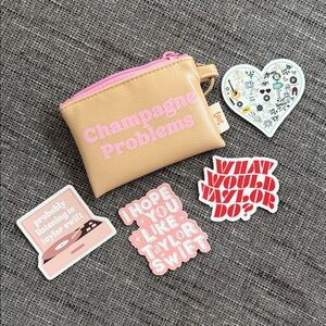 Taylor Swift Champagne Problems Zipper Wallet and Keyring with Stickers